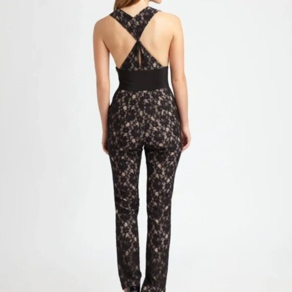 BCBGMAXAZRIA Black Lace Serafina Jumpsuit SZ 2 - Picture 5 of 11